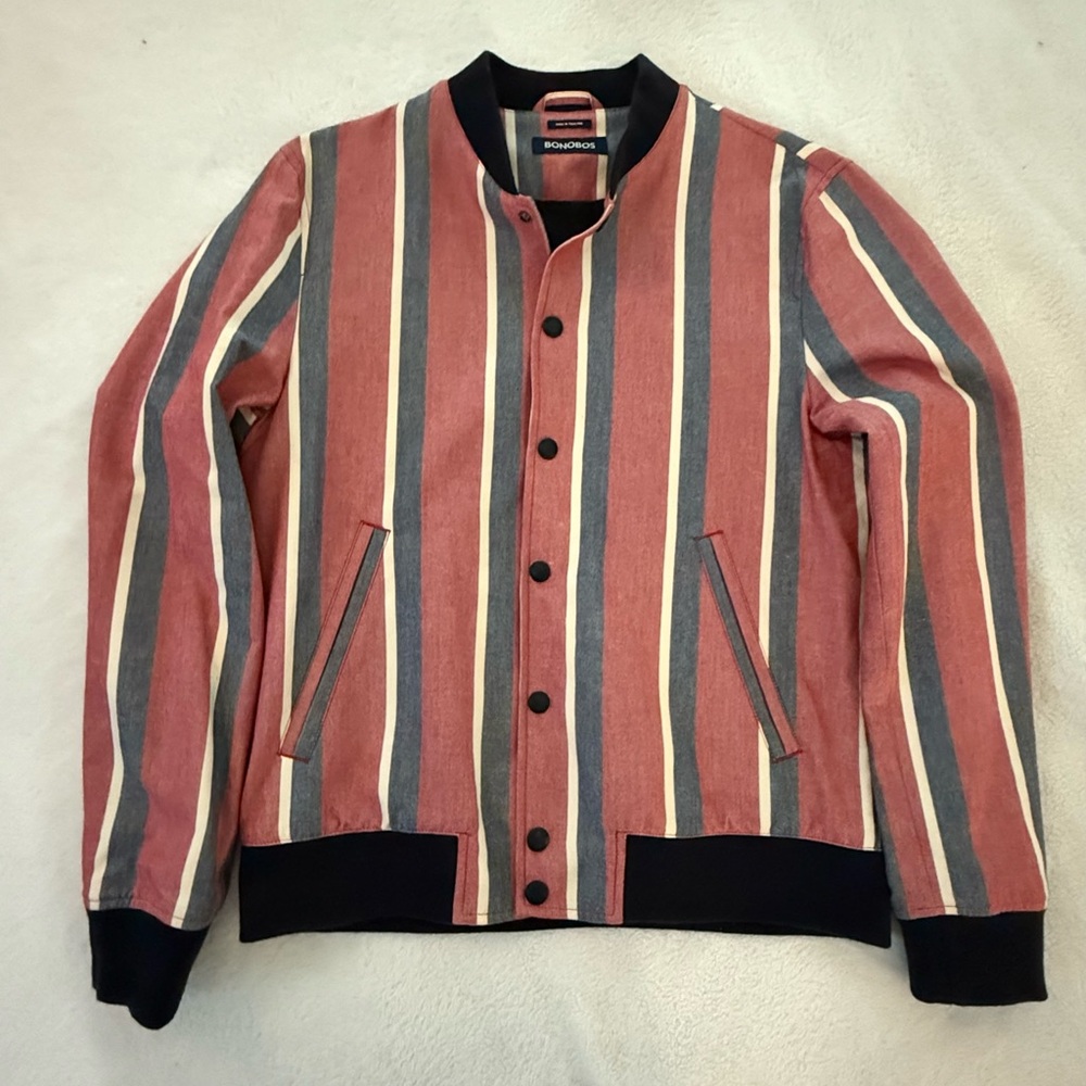 Bonobos Men’s M Vintage Striped Bomber Jacket
